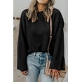 thumbnail image 1 of FOLUNSI Elegant Drop Shoulder Knit Sweater | Split Cuff | Black Solid, 1 of 8