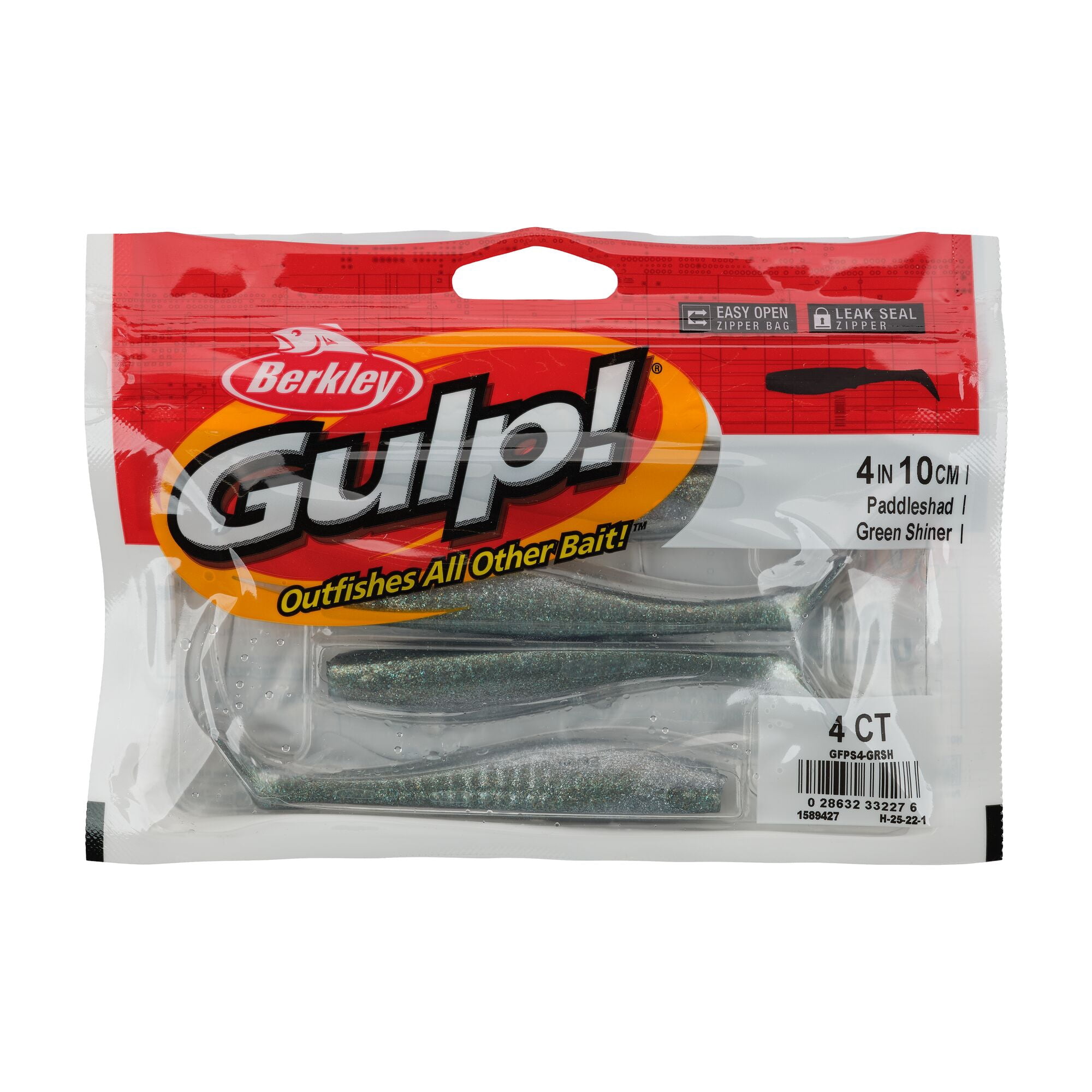 Berkley Gulp!® Paddleshad, 4 in, Swimbaits, Green Shiner (4 Count)