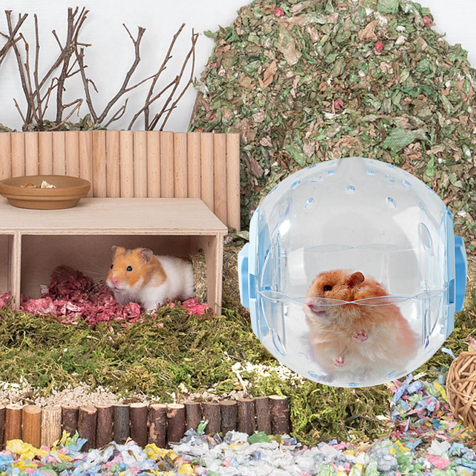 7inch Hamster Wheel Jogging Ball Multiple Vent Holes Versatile Cage Accessories Convenient Assemble Interactive Toy Transparent Blue