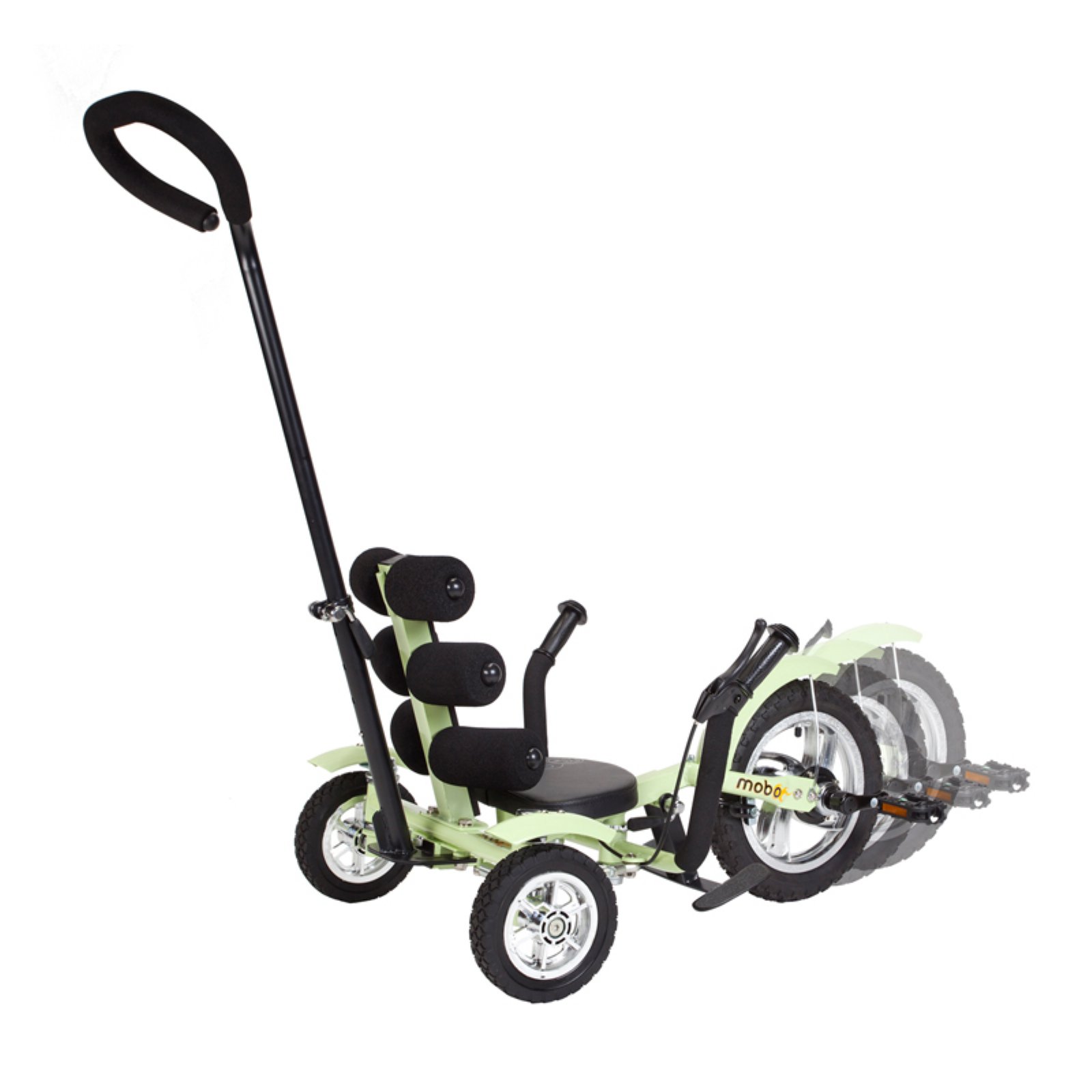 Mobo Mega Mini: The Roll-to-Ride 3-Wheeled Cruiser Tricycle, Push & Pedal Ride On Toy, Green - image 2 of 7