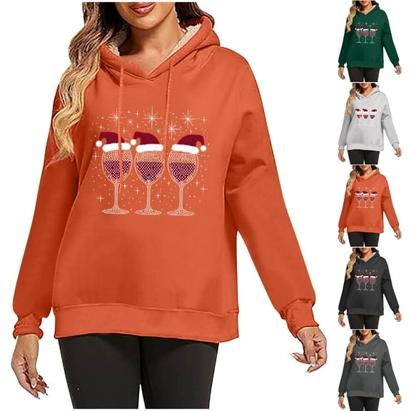 Brondbend Hoodies Womens Pull over Sweatshirt for Womens Long Sleeved Drawstring Pullover Print Warm Comfortable Loose Fit Tops Ladies Outdoor Workout Fall Winter Wear Army Green