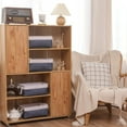 thumbnail image 2 of Sea Team 3-Pack Small Storage Basket Set, Storage Cube Organizer, Storage Bins, 12 x 8 x 5 Inches, Rectangle Canvas Fabric Collapsible Shelf Box with Handles, Denim & White, 2 of 7