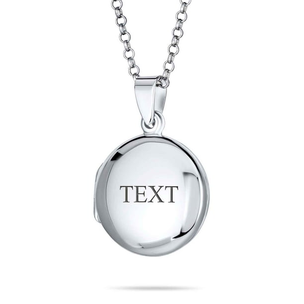 Medium Simple Dome Round Circle Photo Lockets for Women That Hold Pictures Polished .925 Silver Locket Necklace Pendant