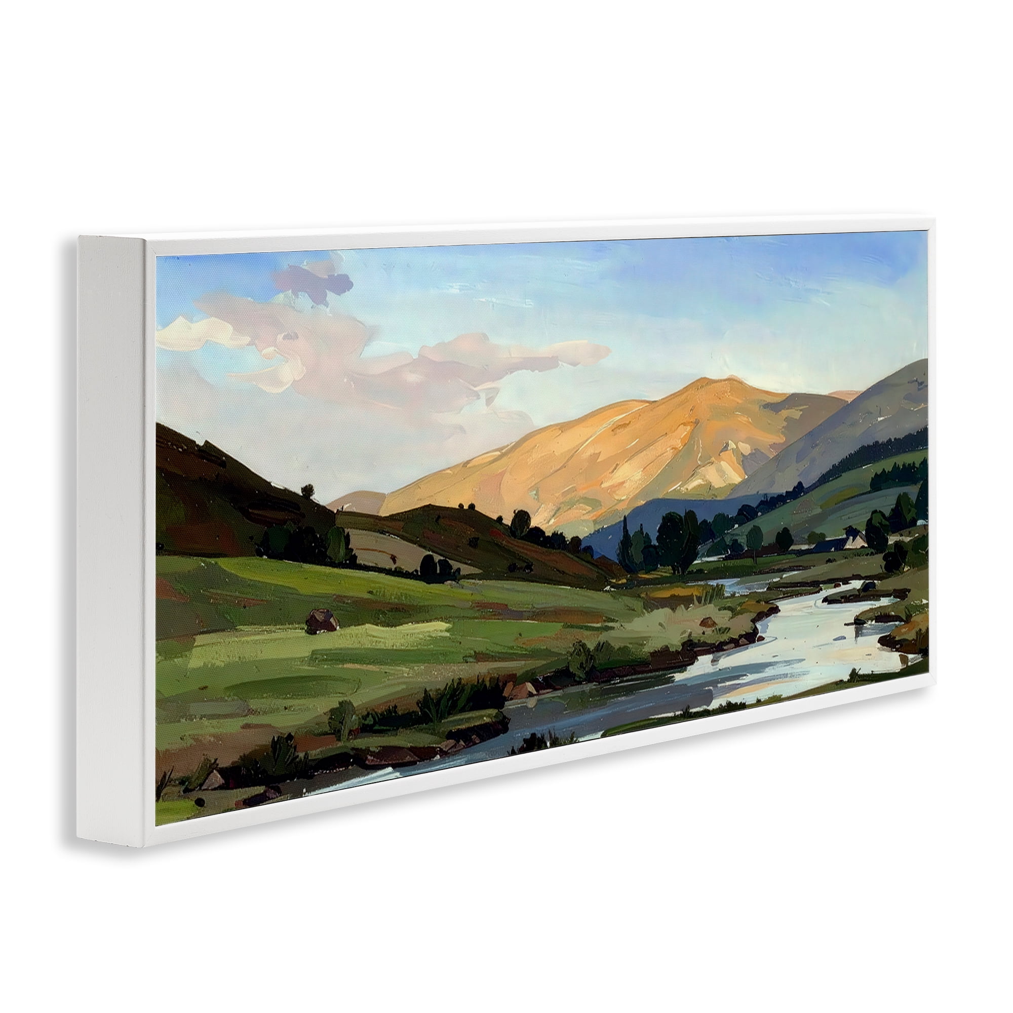 Stupell Industries Across The Valley Landscape White Framed Giclee Art, design by Alonza Saunders