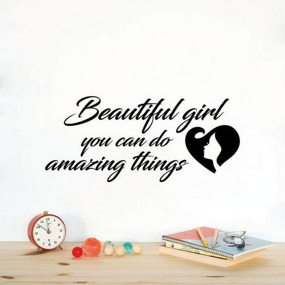 Beautiful Girl You Can Do Amazing Things Inspirational Motivation Quote Vinyl Wall Art Wall Sticker Wall Decal Decoration For Home Room Kids Room Nursery Room Girls Boys Décor Design Size (20x20 inch)