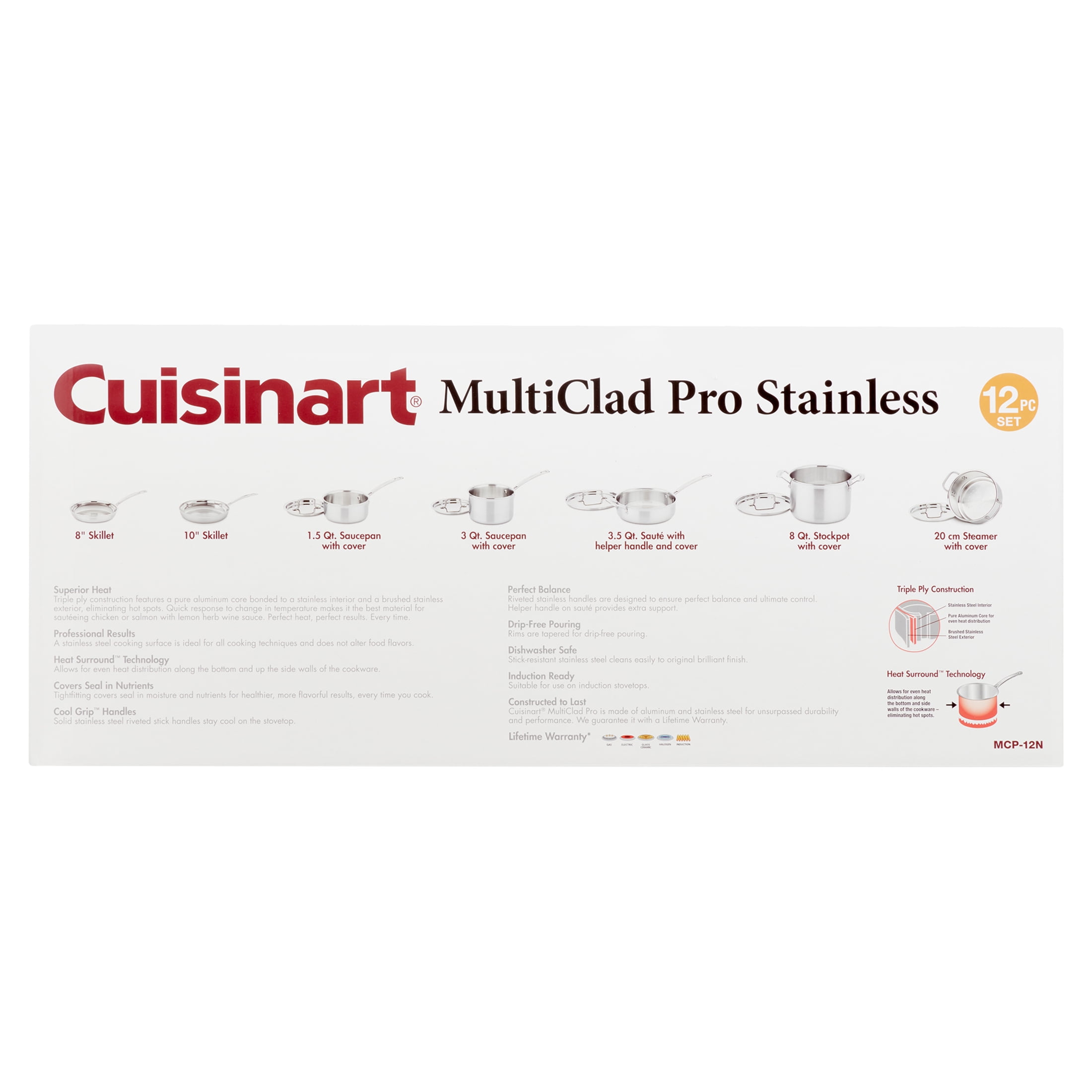 Cuisinart MultiClad Pro 5.5 qt. Stainless Steel Saute Pan with Lid with  Dual Handles MCP5530N - The Home Depot