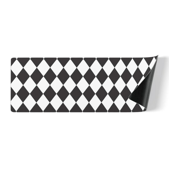 Black & White Rubber Rectangular Kitchen Doormat