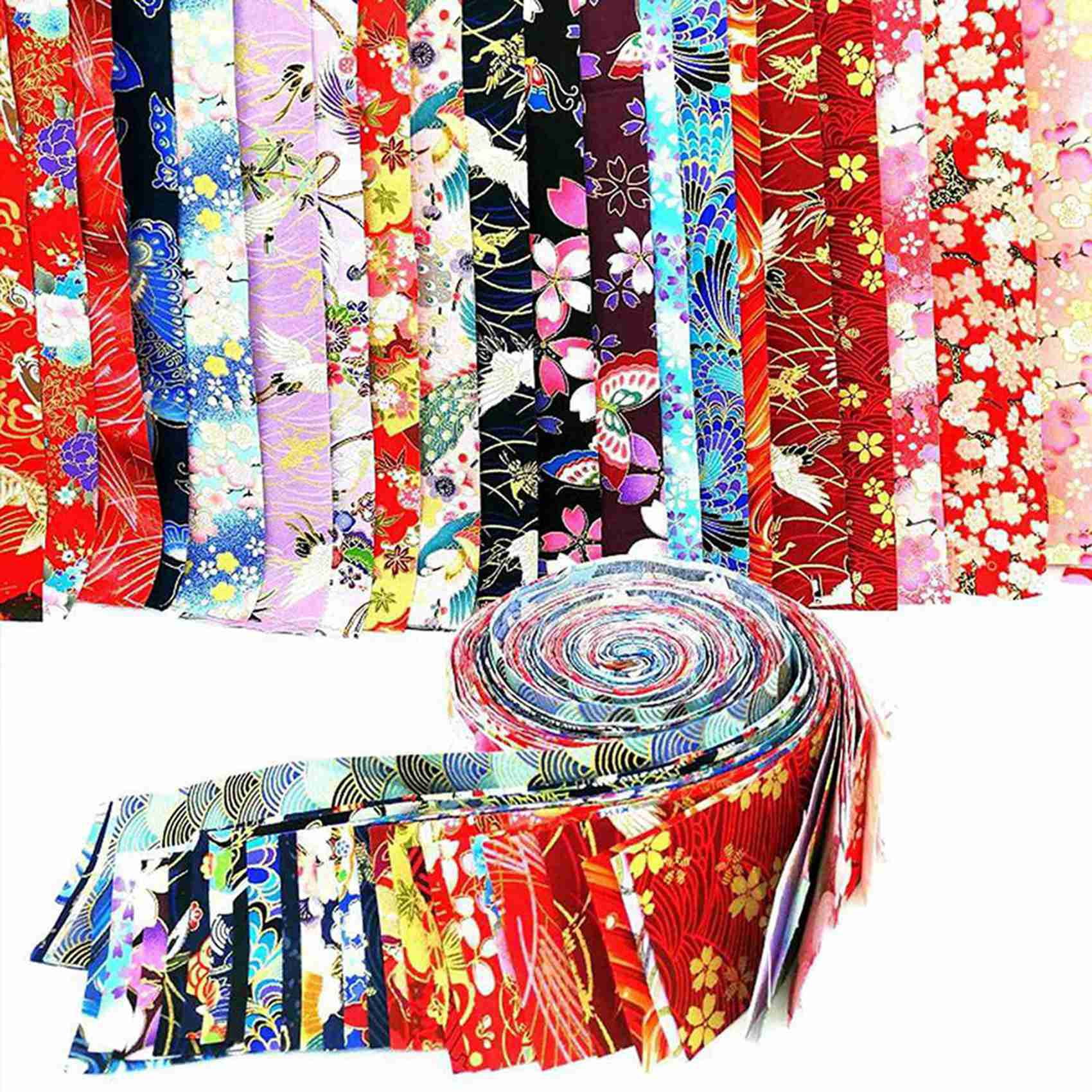 120 PCS Jelly Roll Cotton Fabric Quilting Strips DIY Sewing Craft Fabric Bundle Patchwork Supplies 6.5X50cm