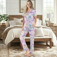 thumbnail image 2 of TSOVTHRID Vintage Sunflower Print Women's Pajama Sets Pajama Women Soft Sleepwear with Long Pants Breathable Two-Piece Nightwear, M, 2 of 7