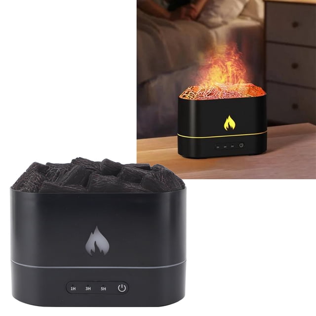 DiFusor de de Volcán, Luces de 7 Colores, Llama Simulada de Niebla Fina, Temporizador Inteligente, Dormitorio, Sala de Estar, Oficina, ABS, PP, Tanque de 250 ml