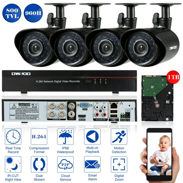 OWSOO 4-Channel Full 960H/D1 800TVL CCTV Surveillance DVR Security
