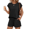 thumbnail image 1 of Conjunto de dos piezas AUTOMET para mujer, ropa de salón de verano, color negro, talla M, 1 of 6