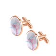 thumbnail image 2 of HemaKayy Cufflinks for Men, Classic Wedding Business Shirt Cuff Links Personalized Gifts Father Grandfather Dad Husband Boyfriend Tie Clip, Round - Rose Gold - Unique Marble Texture, 2 of 7