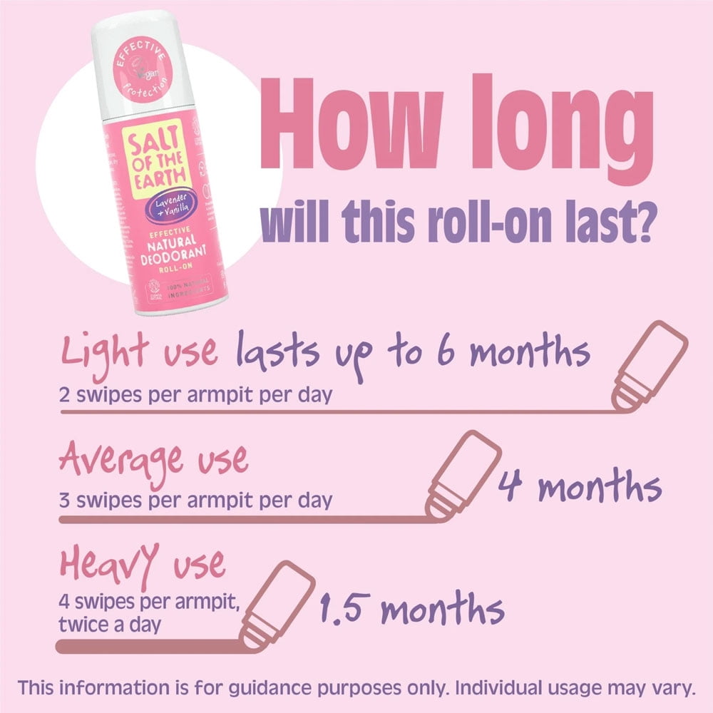 Salt of The Earth Lavender Vanilla Roll-on Deodorant 75ml (Pack of 3)