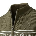 thumbnail image 5 of Men's Full Zip Cardigan Snowflakes Pattern Sweater Long Sleeve Stand Collar Knitted Cardigans for Casual Christmas (XL, Brown), 5 of 5
