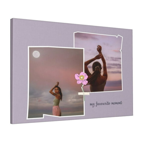 Custom Canvas Prints Wisteria Purple Modern Favourite Moments Personalized Photo Image Collage DIY Framed Kit Wall Art Picture Room Decor 16x20 inch