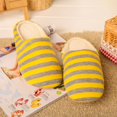 thumbnail image 4 of GERsome Women Slippers Stripe Warm Soft Bedroom Shoes Fuzzy Closed Toe Sandals Non Slip House Bedroom Slippers, 4 of 9