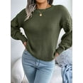 thumbnail image 6 of Women'S Winter Pullover Sweater Casual Long Sleeve Crewneck Loose Chunky Knit Jumper Tops Blouse Army Green M, 6 of 9