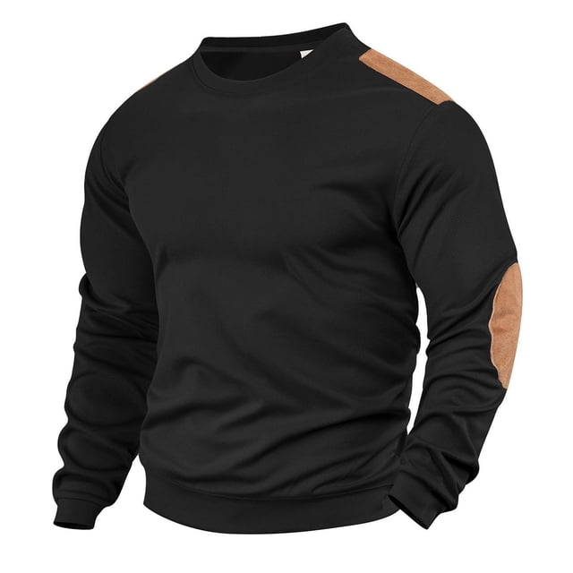 Ceisia Men's Slim Crew-Neck Color-Blocked Long-Sleeve Top Multi-Solid for Winter Gift