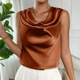 thumbnail image 2 of yillto Womens Satin Silky Tank Sleeveless Crew Neck Casual Dressy Blouses Business Work Office Shirts, 2 of 7