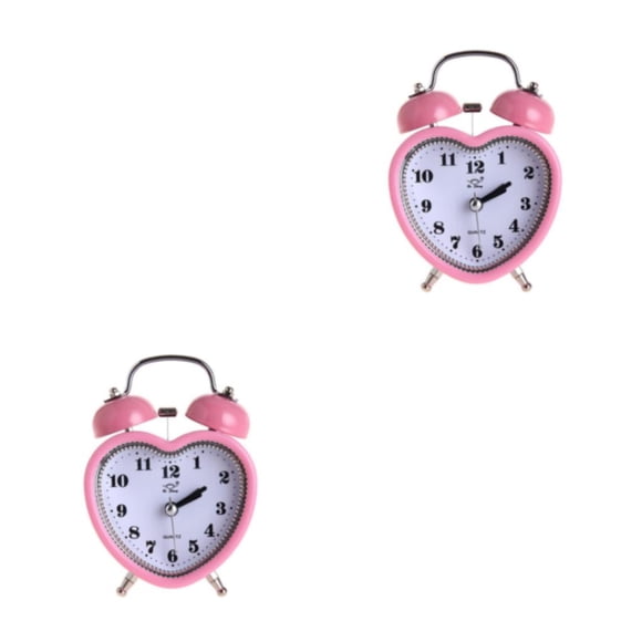 Reloj despertador Injueey con campana de corazón 3 pulgadas Rosa 2Conjunto