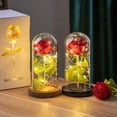 thumbnail image 5 of Rosa roja artificial, regalo creativo para el día de San Valentín, día de la madre, rosa en funda de cristal, rosa iluminada para bodas, rosa LED Galaxy, 5 of 5