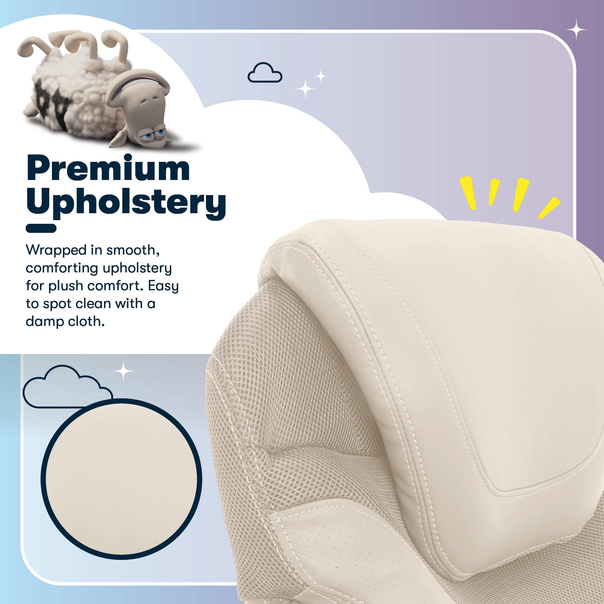 Serta Bryce Executive Office Chair, Ergonomic Computer Desk Chair with Patented AIR Lumbar Technology, Adjustable Height, Memory Foam Body Pillows, 360° Swivel Rolling Base, Bonded Leather, Cream