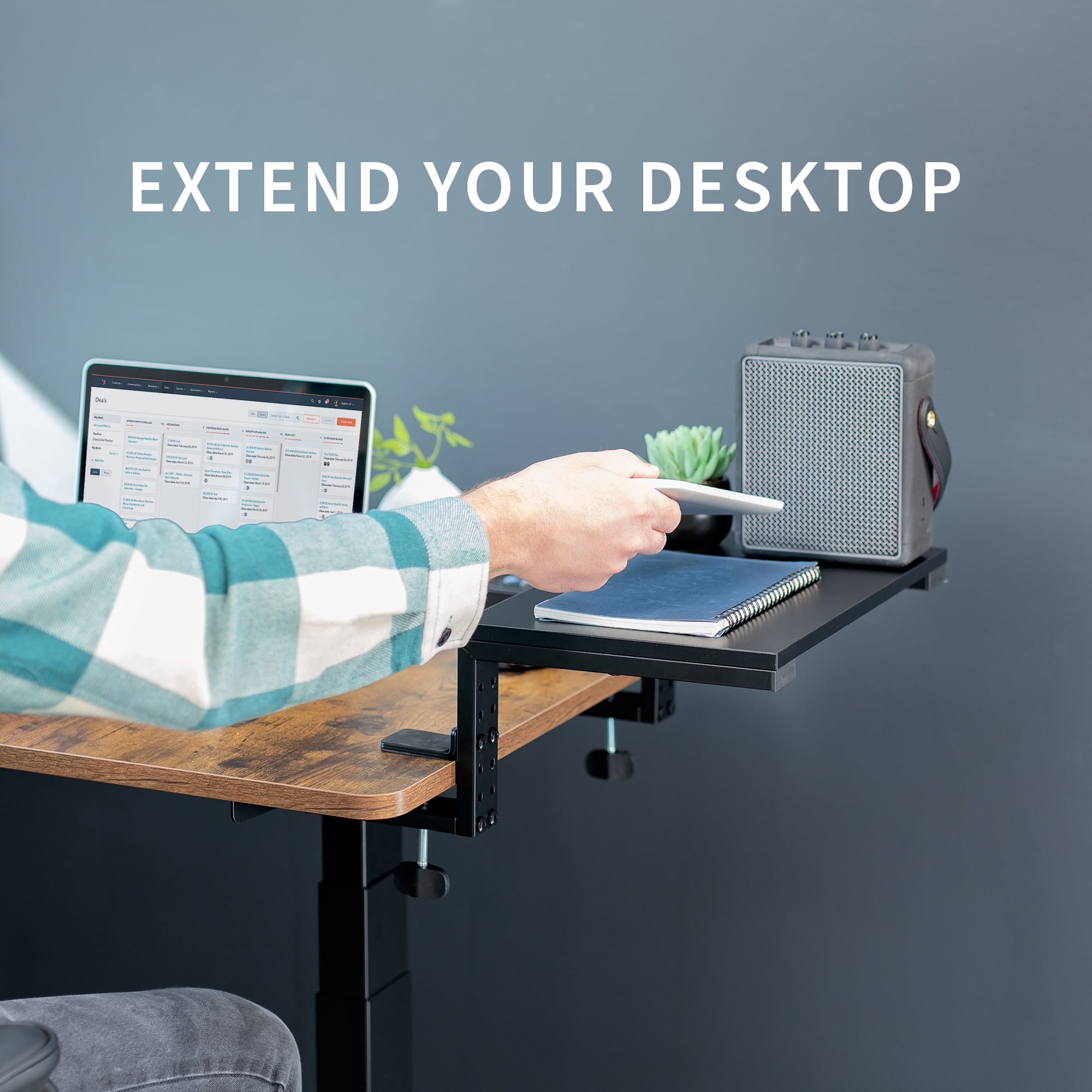 VIVO Black 15" Clamp-on Desk Extension Shelf for Monitor, Laptop, Printer