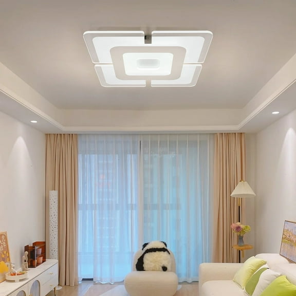 16.5" Modern Square LED Integrated Flush Mount Ceiling Light for Bedroom White
