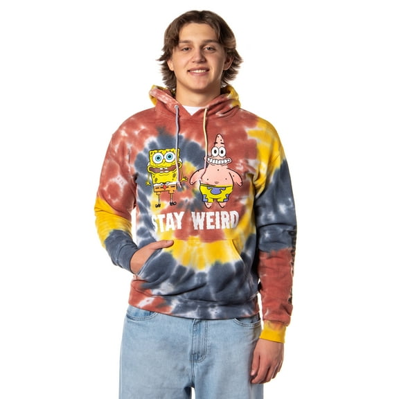 SpongeBob SquarePants Patrick Character Stay Weird Tie-Dye Show Logo Men's Long Sleeve Pullover Sweatshirt Hoodie