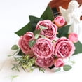 thumbnail image 4 of Flores artificiales 9/10/12 cabezas ramo de peonías de seda rosas flores falsas decoración de fiesta en casa de boda, 4 of 4