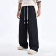 thumbnail image 2 of FRSASU Men's Casual Baggy Sweatpants Wide Leg Lounge Loose Fit Cotton Sweat Pants with Pockets Black, 2 of 5