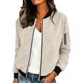thumbnail image 3 of Tqcoqu Womens Casual Jacket,Lightweight Long Sleeve Zip Up Coat Trendy Work Clothes With Pockets,Beige Women's S-XXL, 3 of 8
