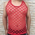 thumbnail image 3 of Mesh Fishnet Tank Tops Men Hollow out See through Fitted Muscle Sleeveless Shirt Nightclub Workout Beach Shirts, 3 of 4