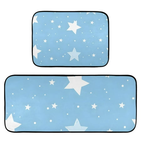 

Lovely Star Pattern Rug Carpets Floor Mats Non-slip Water Absorption Set of 2 for Kitchen Bathroom Laundry