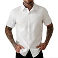thumbnail image 3 of Men's Quick Dry Short Sleeve Shirt, Casual Henley Button Down, Solid Color, Breathable & Stretch Nylon Spandex, for Beach, Vacation, Hiking, Daily Wear, Summer Beach | Zenithor,White L, 3 of 7