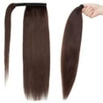thumbnail image 4 of Benehair Hair Extensions Ponytail Human Hair Wrap Around #2 Dark Brown Hair Ponytail Extension Real Human Hair One Piece 16" 80g, 4 of 12