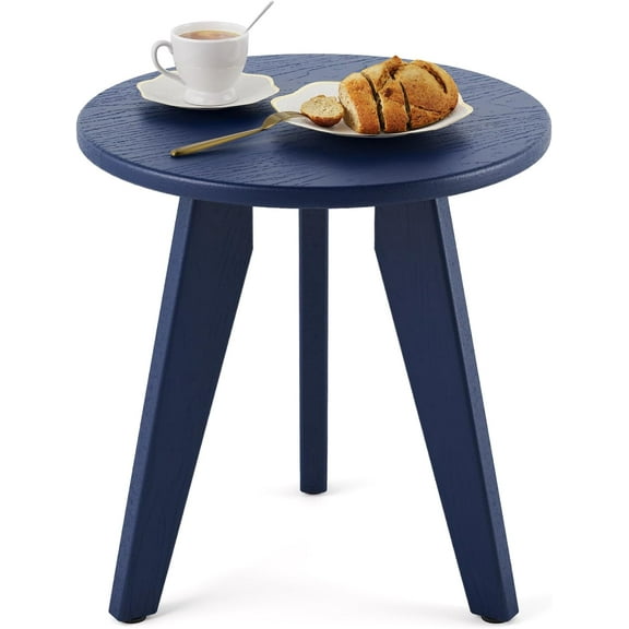 Outdoor Side Table, Small Round Side Table Weather-Resistant, Outdoor Side Tables for Patio, Porch, Deck, End Table for Plant Stand, Living Room, Bedroom, Navy