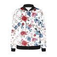 thumbnail image 4 of Ftwytp Jackets for Women Casual Long Sleeve Lightweight Bomber Jacket Classic Vintage Coat Full Zip Up Ribbed Collar Outwear Boho Floral Print Jackets, 4 of 5
