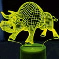 thumbnail image 4 of YSTIAN 3D Cow Bull Night Light Lamp Illusion Night Light 16 Color Changing Table Desk Decoration Lamps Acrylic Flat ABS Base USB Cable Toy (Bus), 4 of 5