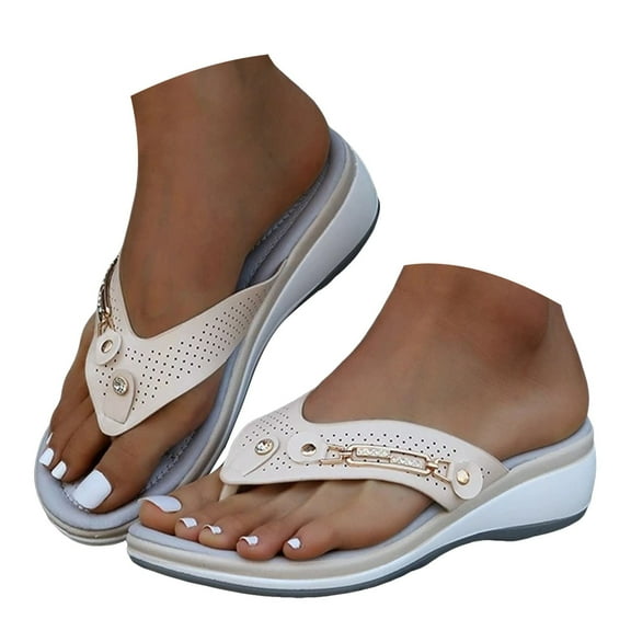 Mepaouo Flip Flops for Women Ladies Orthotic Cushion Thong Sandals Arch Support Summer Slip on Wedges