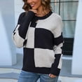 thumbnail image 4 of VEKDONE Women's Sweaters Fashion Plaid Color Block Pullover Sweater Fall Long Sleeve Crew Neck Tops Casual Loose Fit Soft Blouse, 4 of 6