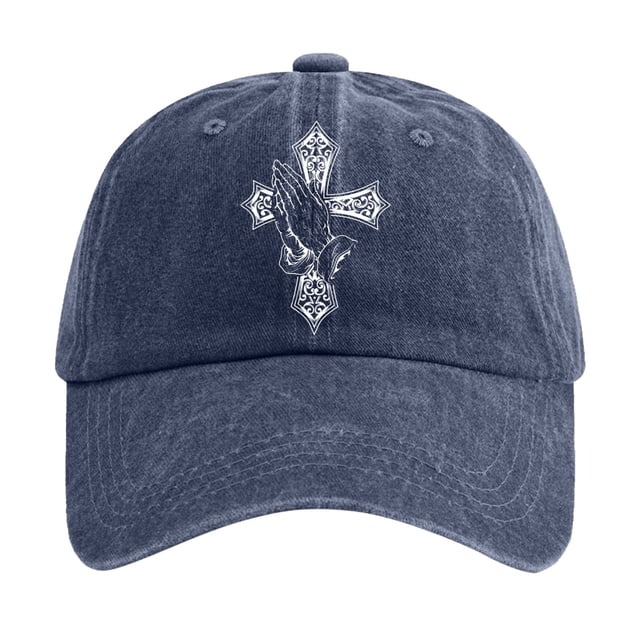 Zmoon Casquette de Baseball en Coton Lavé avec Imprimé Croix de Jésus