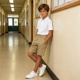 thumbnail image 6 of LEKWK Boys School Uniform Shorts Elastic Waist Casual Dress Shorts with Pockets Teen Relaxed Fit Preppy Bottoms Summer Back to School Outfits 5-15Y, 6 of 6