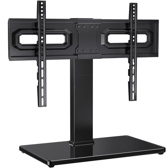 MountFTV Universal Swivel Table Top TV Stand for 32-75 inch TVs, Tabletop Desktop TV Stand Base with 35° Swivel, 6 Height Adjustable, Hold up to 99LBS, Max 600x400mm