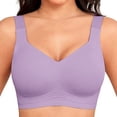 thumbnail image 3 of Siminsem Wireless Supportive Bra for Older Women Plus Size Full Coverage No Underwire Seamless Everyday Comfortable Wide Straps Back Smoothing Lifting Breathable Daily, Purple,XXXL, 3 of 9