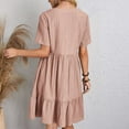 thumbnail image 5 of Spring Sale 2024！Hontri Womens Dresses Summer Dress Women's Linen Dresses Casual T Shirt Dress Short Sleeve V Neck Midi Dress A Line Pink,Xl, 5 of 7