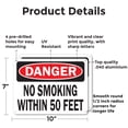 thumbnail image 2 of (2 Pack) No Smoking Within 50 Feet OSHA Danger Sign 10 Inch X 7 Inch Indoor / Outdoor Rust-Free Aluminum Metal Signs for Workplace, Workshop, and Construction Site, Made in the USA, 2 of 8