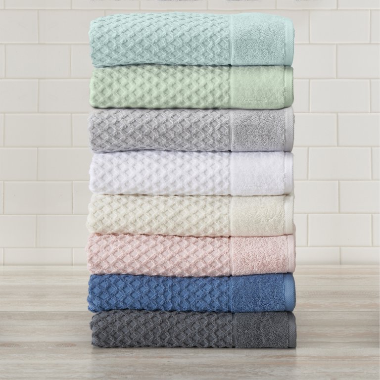 Great Bay Home 100% Cotton Textured 6 Pack Hand Towel Set Pastel Blue