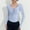 Blue, variant on Abtuhar Women Long Sleeve Tops Solid V Neck Built In Chest Pad Ribbed Standard Hem Fall Shirts